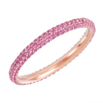 Stackable pink sapphire eternity band