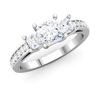 Three-Stone Princess Cut Diamond Channel Ring